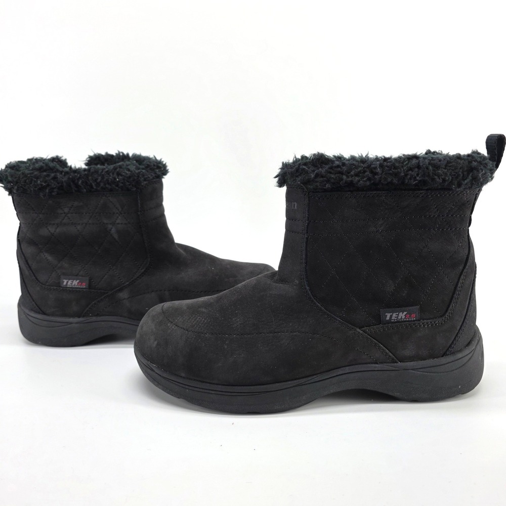 L.L. Bean Bethel Winter Boot Black Waterproof PrimaLoft Quilted Suede 7.5 TEK2.5
